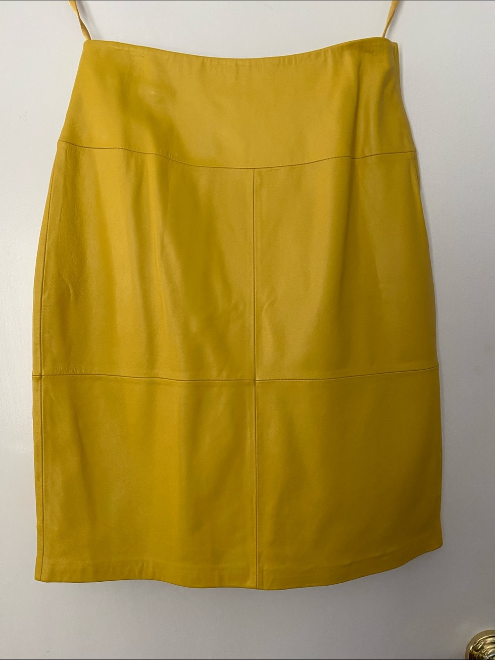 Vintage Terry Lewis Classic Luxuries Bright Yellow Lamb Leather Skirt